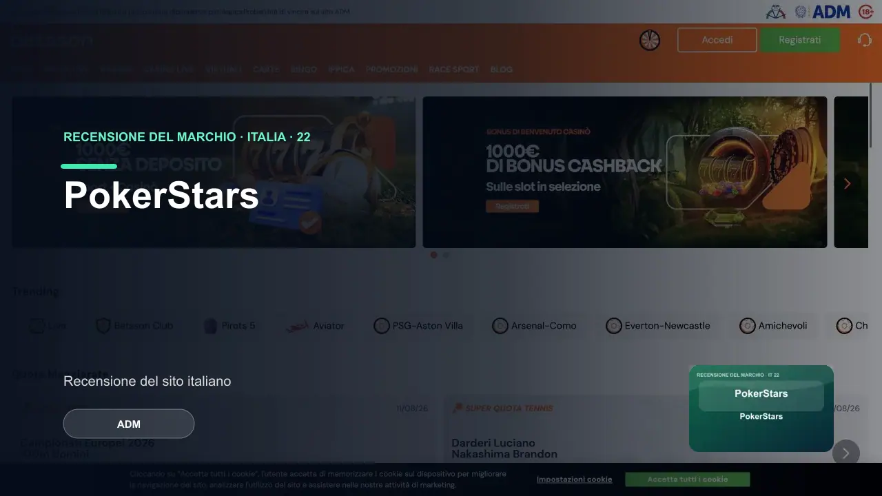 Immagine desktop pulita di Pokerstars