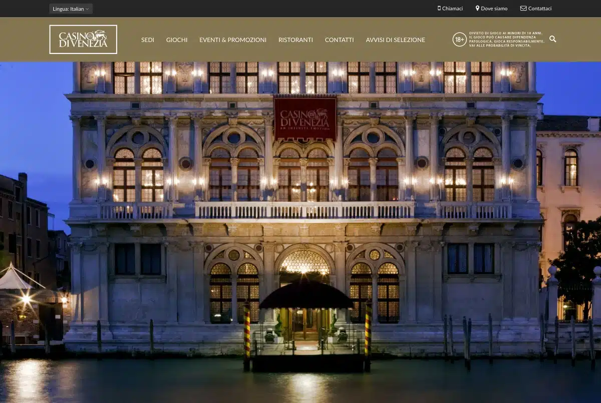 Il sito ufficiale del Casin&ograve; di Venezia con Ca&rsquo; Vendramin Calergi sul Canal Grande