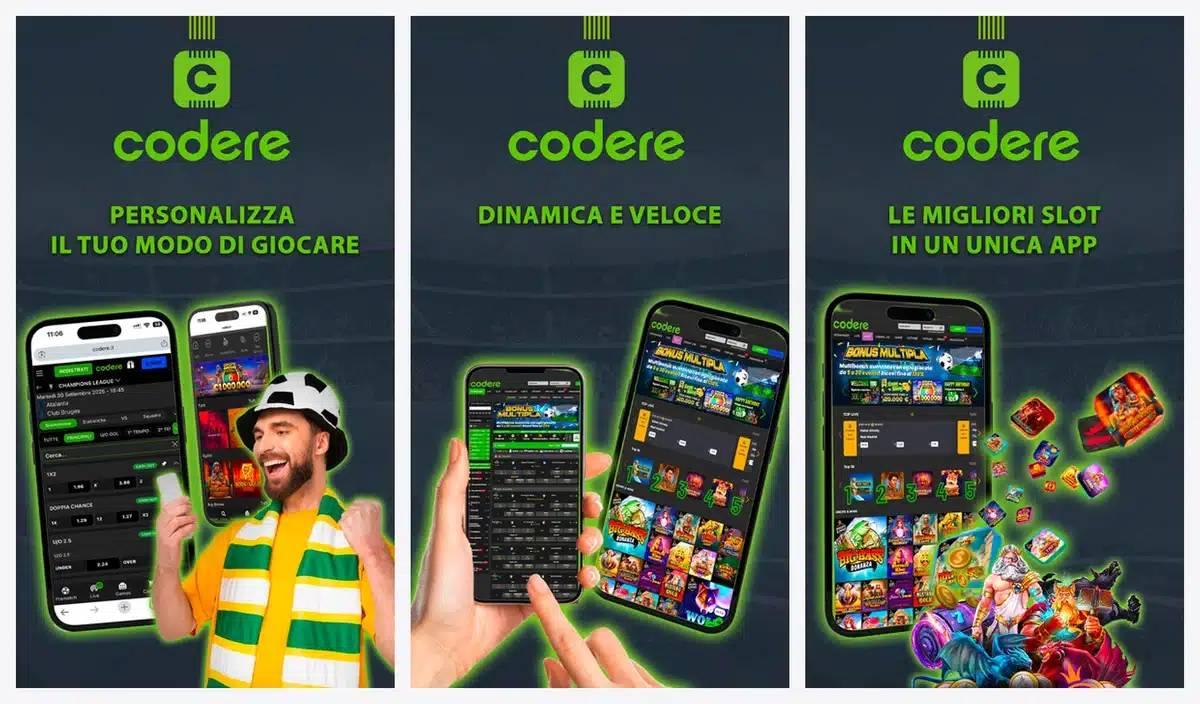 Schermate dell'app di Codere in italiano