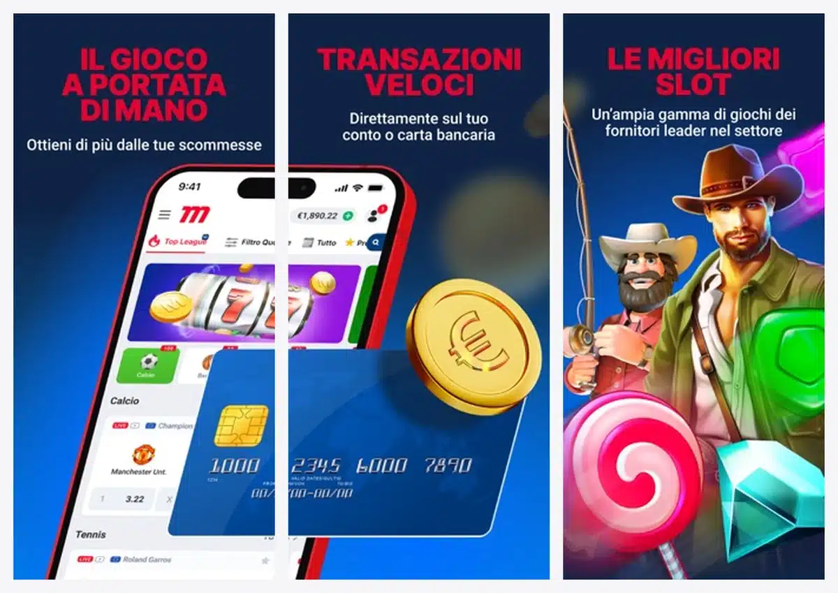 Schermate dell'app di Marathonbet in italiano