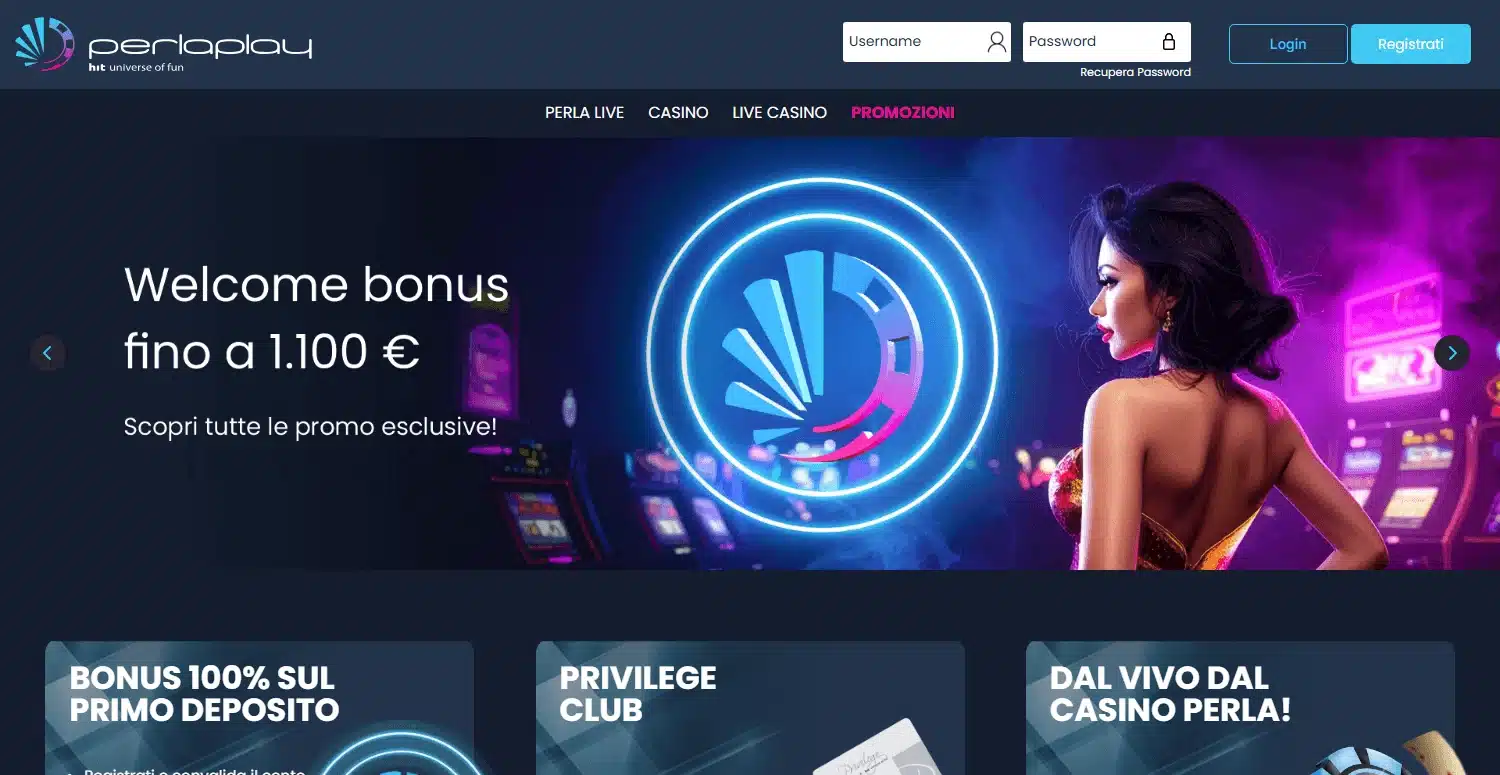 Homepage di Perla Play in italiano